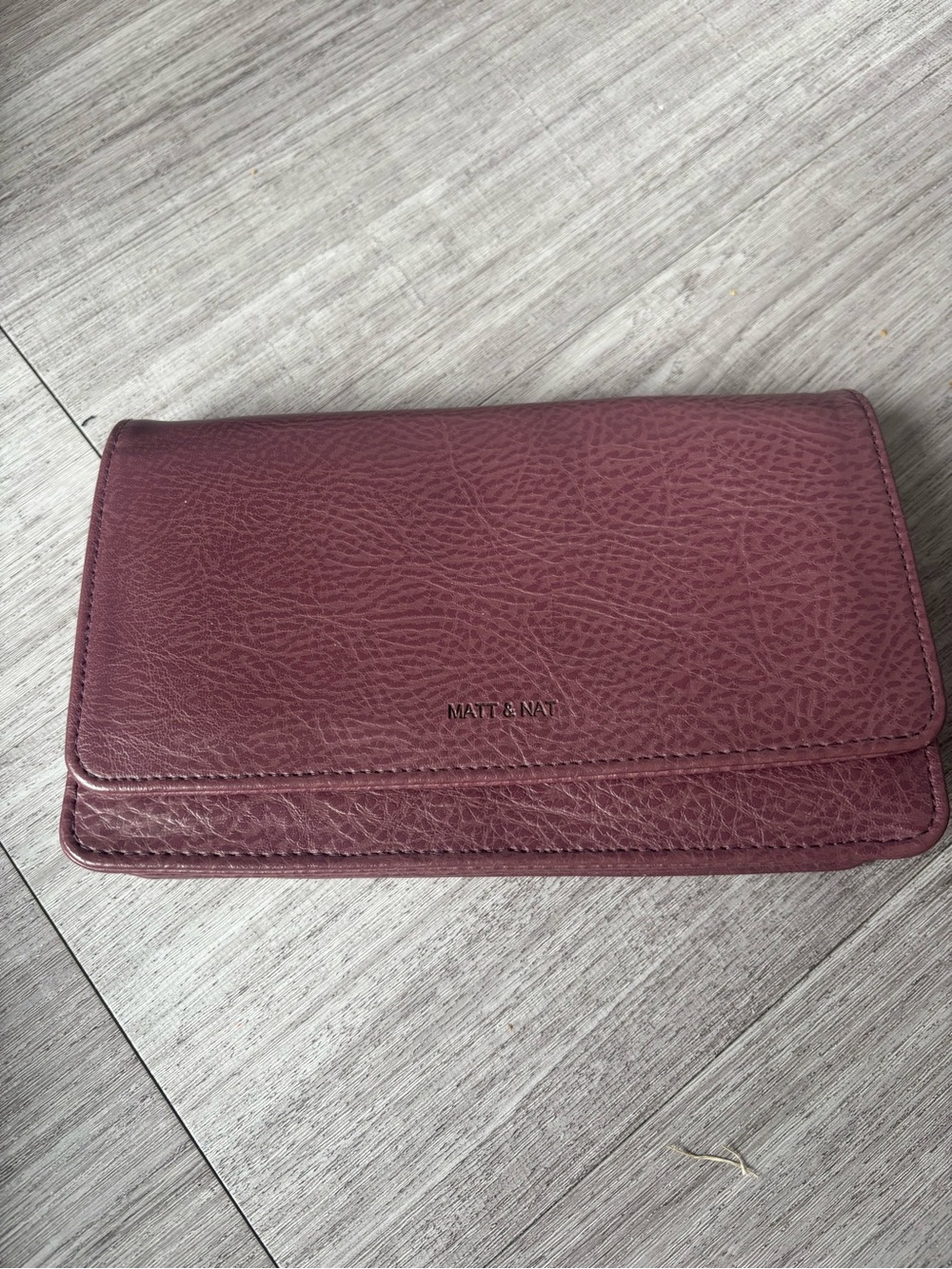 Matt & Nat Plum Vegan Leather Fold-Over Wallet Clutch. Can add your own strap